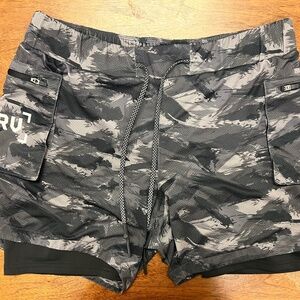 ASRV DSG 0258 2 in 1 SilverPlus (liner) Grey Camo Cargo Shorts Small 5" Length